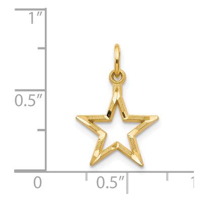 14K Diamond-cut Star Charm, 20 x 13mm