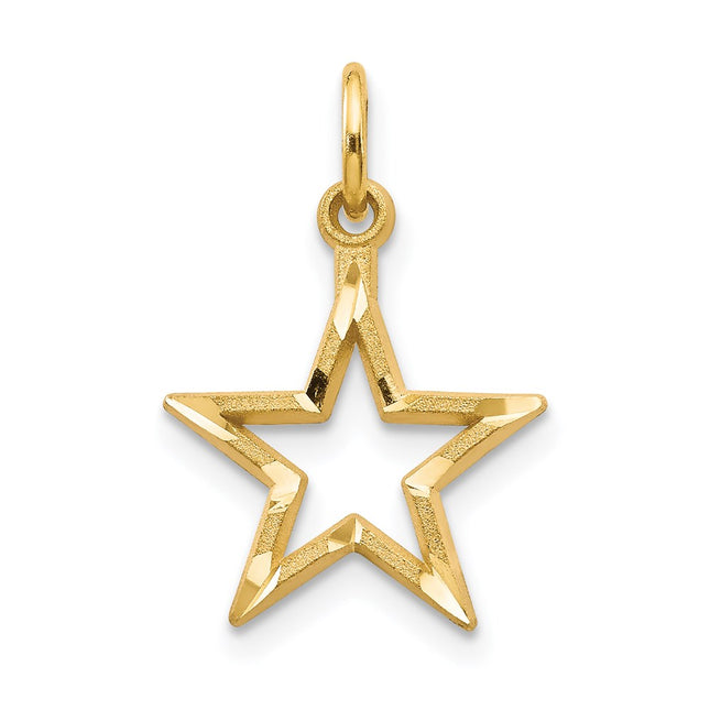 14k Diamond-cut Star Charm, 20 x 13mm
