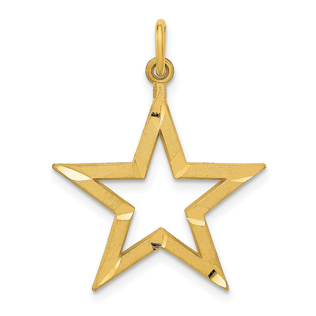 14k Diamond-cut Star Charm, 27 x 20mm