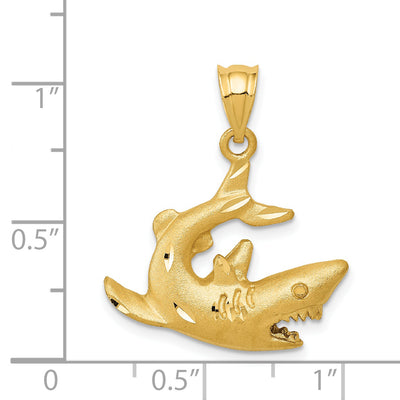 14K Shark Pendant, 25 x 20mm