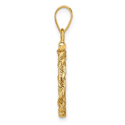 Wideband Distinguished Coin Jewelry 14K Polished Rope x Screw Top Coin Bezel Pendant, 30 x 18.3mm