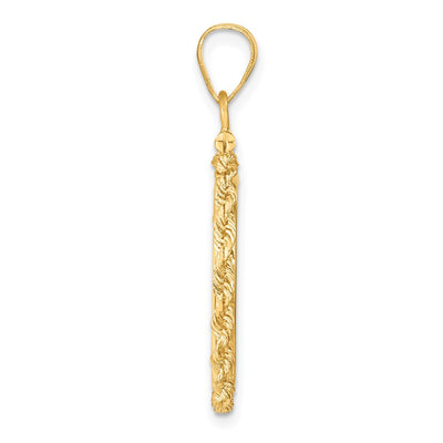 Wideband Distinguished Coin Jewelry 14K Polished Rope x Screw Top Coin Bezel Pendant, 34 x 22.3mm