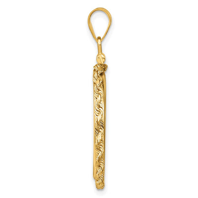 Wideband Distinguished Coin Jewelry 14K Polished Rope x Screw Top Coin Bezel Pendant, 38 x 27mm