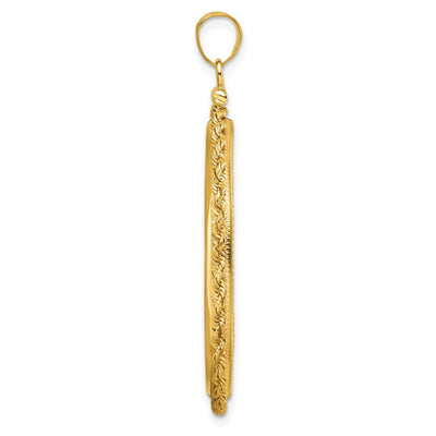Wideband Distinguished Coin Jewelry 14K Polished Rope x Screw Top Coin Bezel Pendant, 48.5 x 38mm