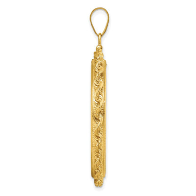 Wideband Distinguished Coin Jewelry 14K Polished Rope x Screw Top Coin Bezel Pendant, 52.2 x 38.2mm