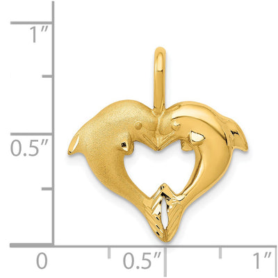 14K Dolphin Heart Pendant