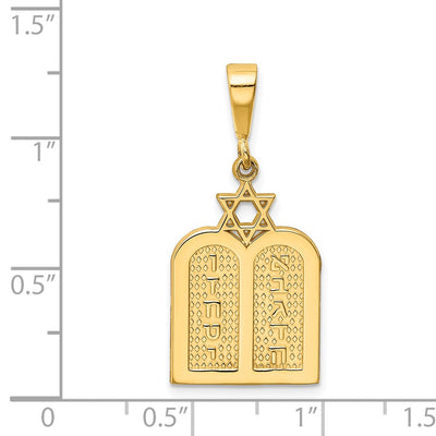 14K Polished 10 Commandment Tablets w/Star Of David Charm