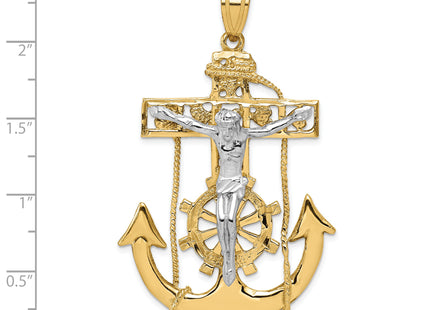 14k Two-tone Mariner's Crucifix Pendant, 56 x 30mm