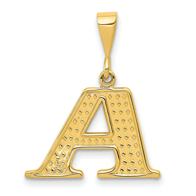 14k Textured Initial Charm