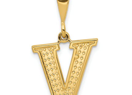 14k Textured Initial Charm