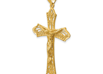 14K Satin Diamond-Cut Crucifix Pendant
