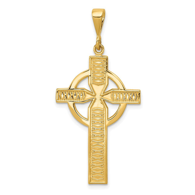 14k Celtic Cross Pendant, 44 x 21mm