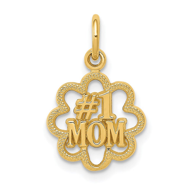 14k #1 Mom Charm, 17 x 6mm