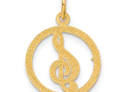 14K Treble Clef Charm, 21 x 15mm