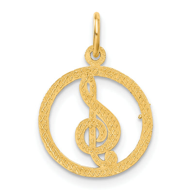 14K Treble Clef Charm, 21 x 15mm