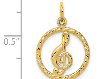 14K Treble Clef Charm, 21 x 15mm