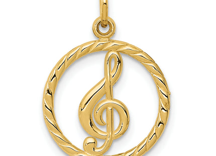 14K Treble Clef Charm, 21 x 15mm