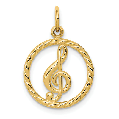 14K Treble Clef Charm, 21 x 15mm