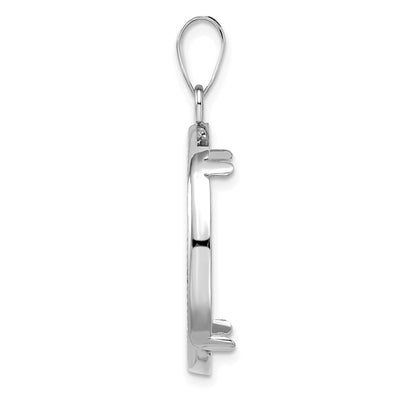 Wideband Distinguished Coin Jewelry 14K White Gold Polished and Diamond-cut Prong Coin Bezel Pendant, 33.1 x 23.2mm