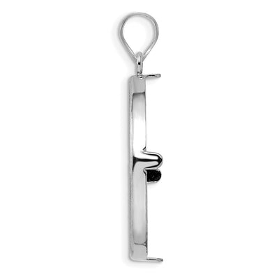 Wideband Distinguished Coin Jewelry 14K White Gold Polished and Diamond-cut Prong Coin Bezel Pendant, 37.85 x 28.4mm