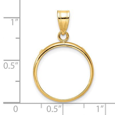 Wideband Distinguished Coin Jewelry 14K Polished Prong Coin Bezel Pendant, 29.1 x 19.1mm