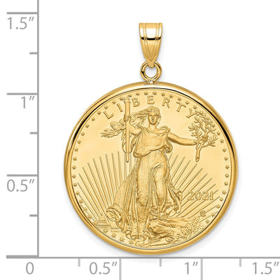 Wideband Distinguished Coin Jewelry 14K Polished Mounted 1/2oz American Eagle Prong Coin Bezel Pendant
