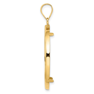 Wideband Distinguished Coin Jewelry 14K Polished Prong Coin Bezel Pendant, 44 x 33.15mm