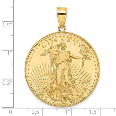 Wideband Distinguished Coin Jewelry 14K Polished Mounted 1oz American Eagle Prong Coin Bezel Pendant