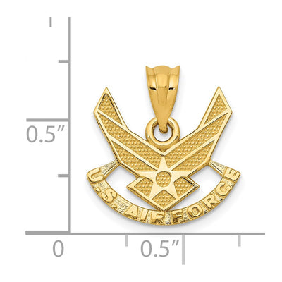 14K Yellow Gold U.S. Air Force Winged Pendant