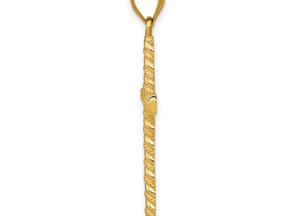 14k Twisted Cross Pendant, 37 x 18mm