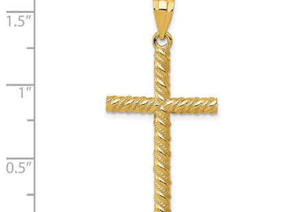 14k Twisted Cross Pendant, 37 x 18mm
