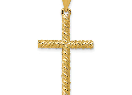 14k Twisted Cross Pendant, 37 x 18mm