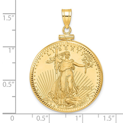 Wideband Distinguished Coin Jewelry 14ky Diamond-cut Screw Top Mounted 1/2oz American Eagle Coin Bezel Pendant
