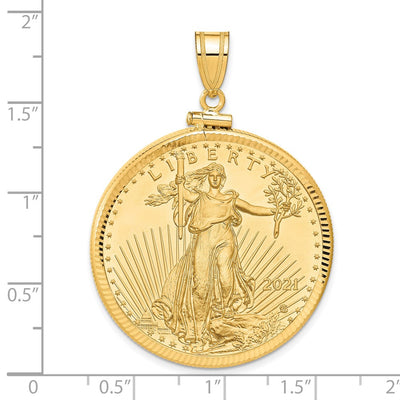 Wideband Distinguished Coin Jewelry 14ky Diamond-cut Screw Top Mounted 1oz American Eagle Coin Bezel Pendant