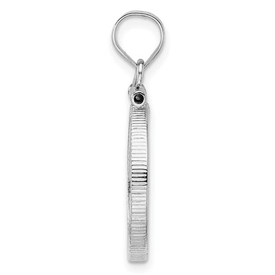 Wideband Distinguished Coin Jewelry 14K White Gold Polished and Diamond-cut x Screw Top Coin Bezel Pendant, 28.4 x 17.2mm