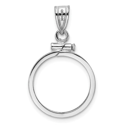 Wideband Distinguished Coin Jewelry 14K White Gold Polished x Screw Top Coin Bezel Pendant, 28.4 x 17.2mm