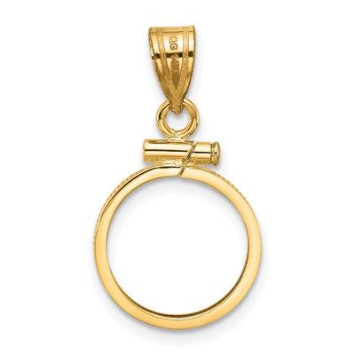 Wideband Distinguished Coin Jewelry 14K Polished x Screw Top Coin Bezel Pendant, 25.5 x 14mm