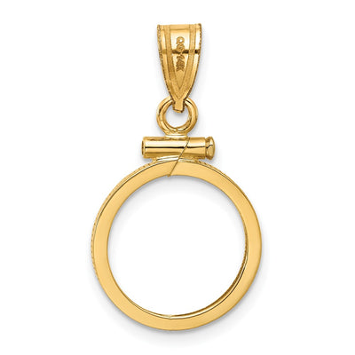 Wideband Distinguished Coin Jewelry 14K Polished x Screw Top Coin Bezel Pendant, 26 x 14.75mm