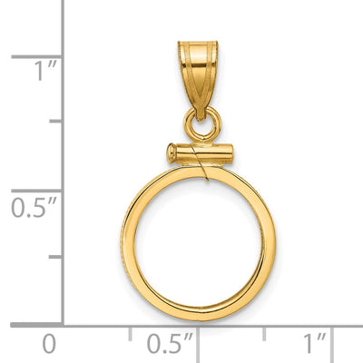 Wideband Distinguished Coin Jewelry 14K Polished x Screw Top Coin Bezel Pendant, 26 x 14.75mm