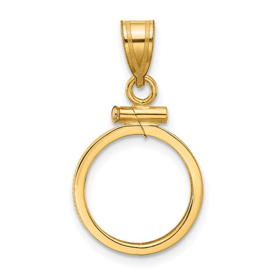 Wideband Distinguished Coin Jewelry 14K Polished x Screw Top Coin Bezel Pendant, 26 x 14.75mm