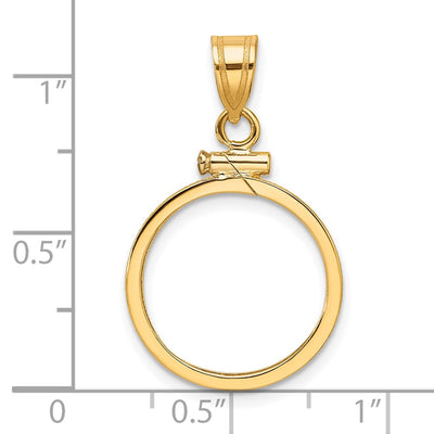 Wideband Distinguished Coin Jewelry 14K Polished x Screw Top Coin Bezel Pendant, 28.4 x 17.2mm