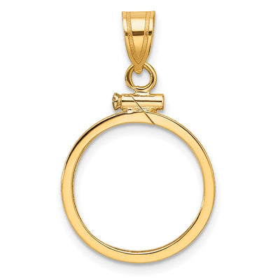 Wideband Distinguished Coin Jewelry 14K Polished x Screw Top Coin Bezel Pendant, 28.4 x 17.2mm