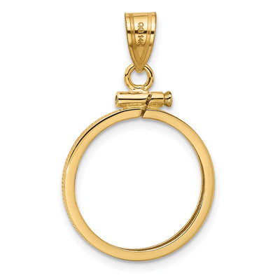 Wideband Distinguished Coin Jewelry 14K Polished x Screw Top Coin Bezel Pendant, 30.1 x 18.65mm