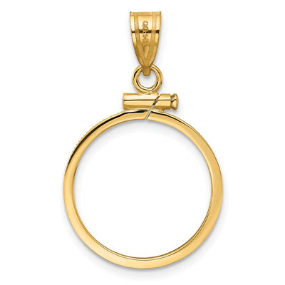 Wideband Distinguished Coin Jewelry 14K Polished x Screw Top Coin Bezel Pendant, 30.7 x 18.8mm