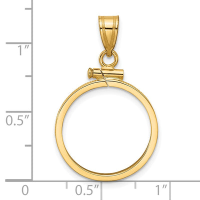 Wideband Distinguished Coin Jewelry 14K Polished x Screw Top Coin Bezel Pendant, 30.7 x 18.8mm