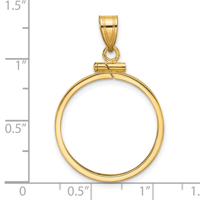 Wideband Distinguished Coin Jewelry 14K Polished x Screw Top Coin Bezel Pendant, 33.3 x 22.25mm