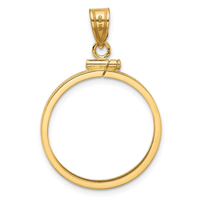 Wideband Distinguished Coin Jewelry 14K Polished x Screw Top Coin Bezel Pendant, 33.75 x 22.7mm