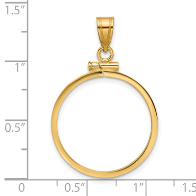 Wideband Distinguished Coin Jewelry 14K Polished x Screw Top Coin Bezel Pendant, 33.75 x 22.7mm