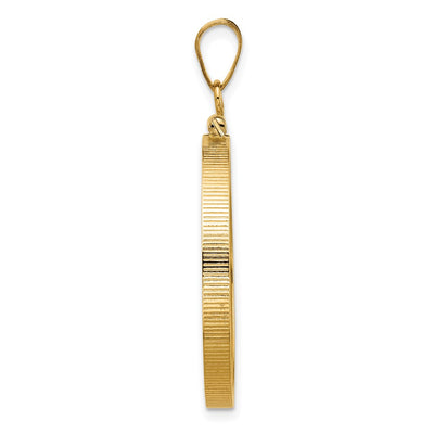 Wideband Distinguished Coin Jewelry 14K Polished x Screw Top Coin Bezel Pendant, 38.6 x 27.5mm