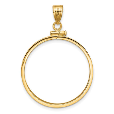 Wideband Distinguished Coin Jewelry 14K Polished x Screw Top Coin Bezel Pendant, 38.6 x 27.5mm